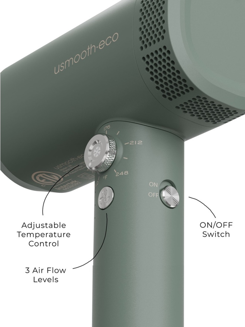 Usmooth • Eco AccelerDry Professional Hair Dryer Limited Edition Green - Picture 3 of 6